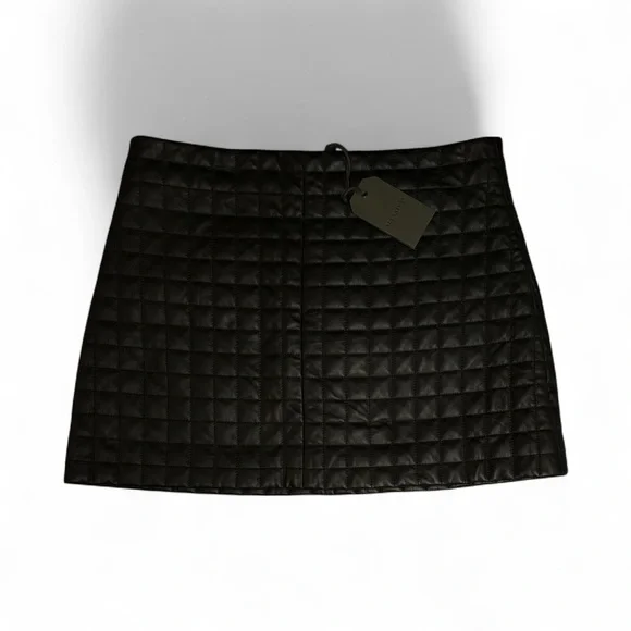 All saints Black Leather Quilted Skirt US 10 NWT - Picture 2 of 8